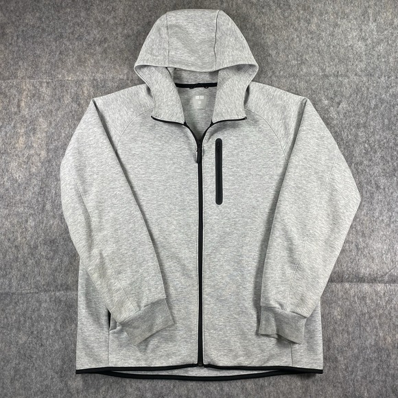 Uniqlo Dry Stretch Sweat Full Zip Hoodie Men's Large Gray Tech Fleece - Picture 1 of 7